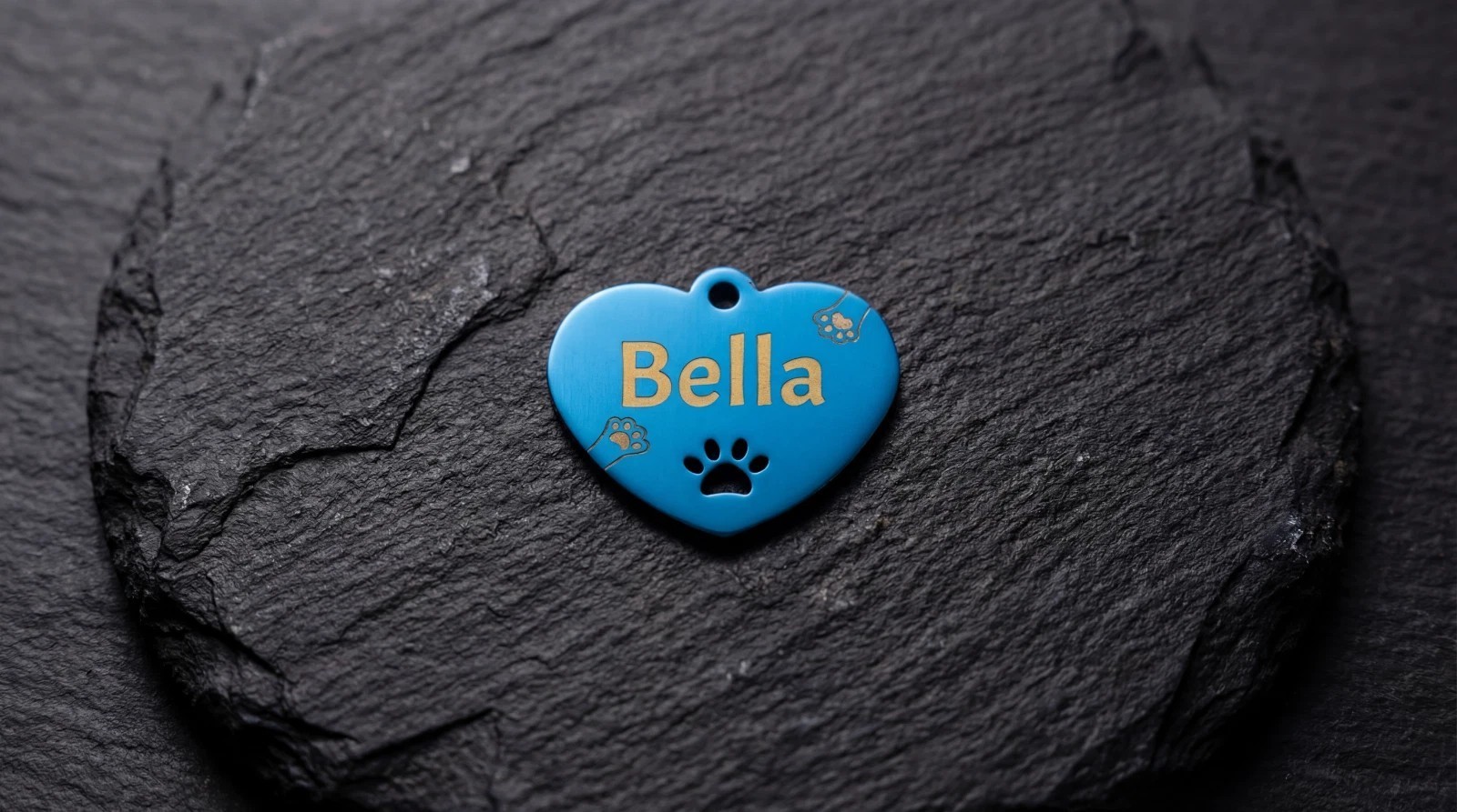 Personalized Stainless Steel Pet ID Tag Heart Shape Engraved Dog Cat Name Blue