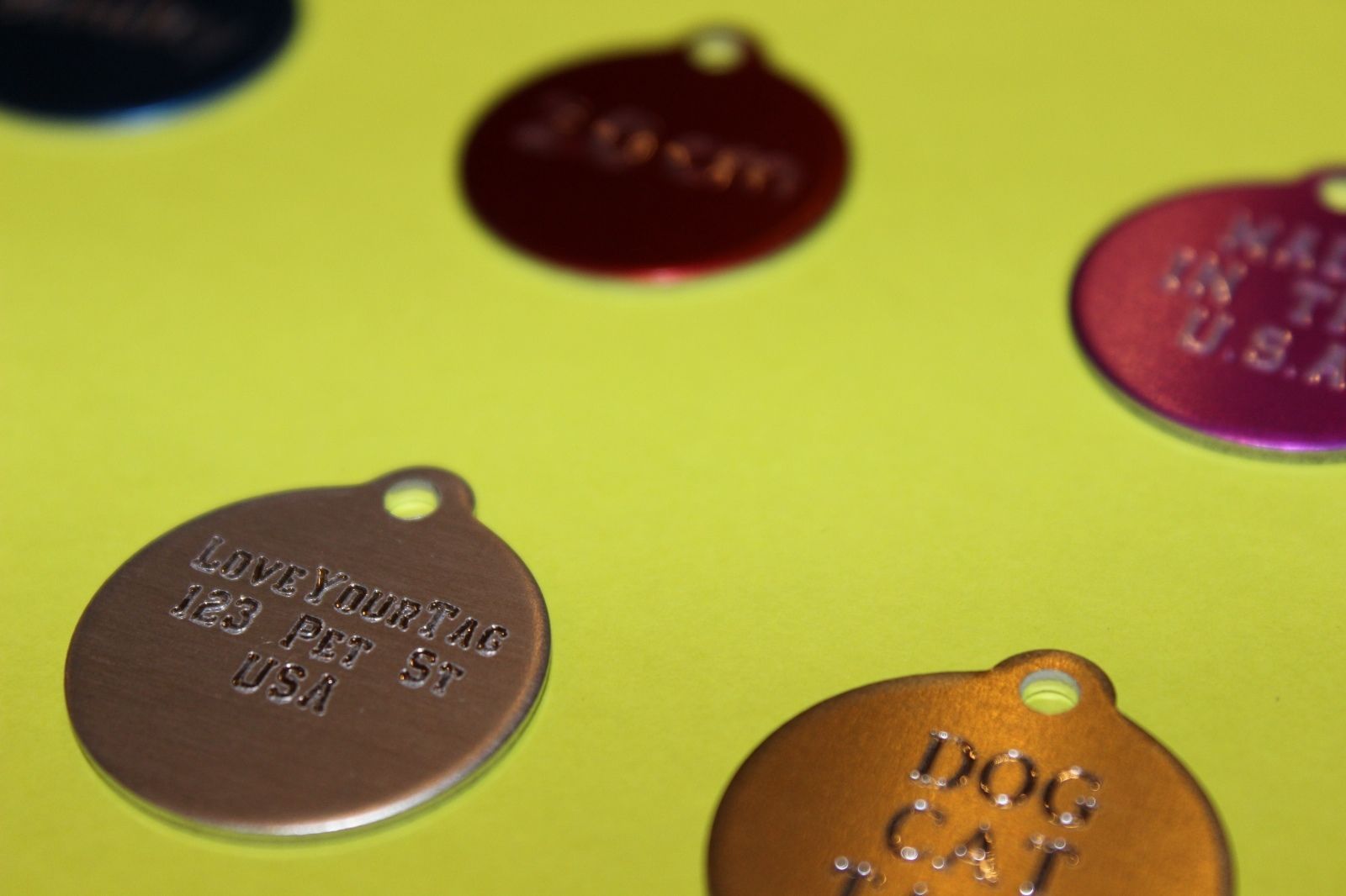 PET TAGS CIRCLE (2.0 CM) ID DOG TAG CUSTOM DIAMOND ENGRAVED 2-SIDED PERSONALIZED