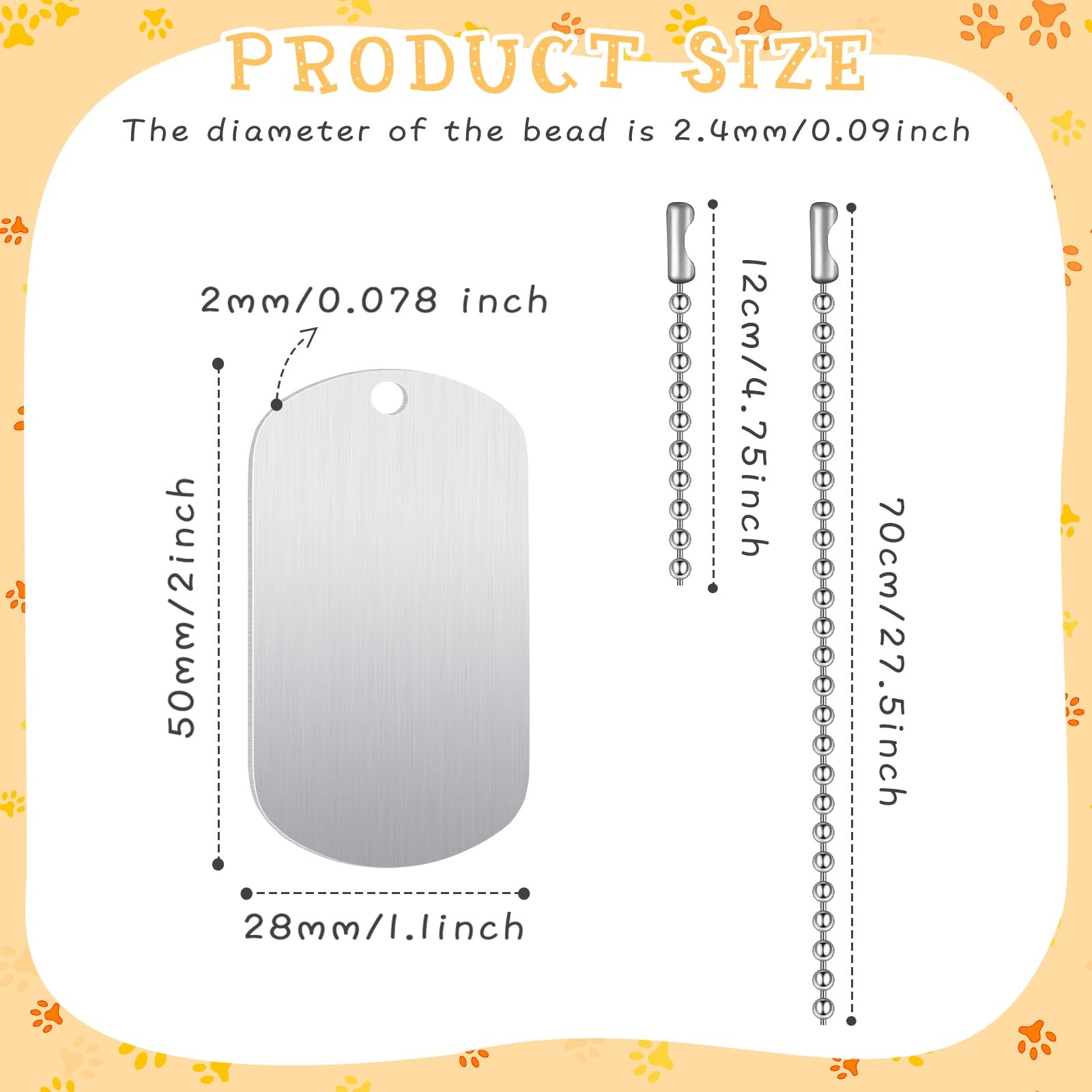 20 Pieces Military Dog Tags Set Including 10 Stainless Steel Army Blank Dog T…