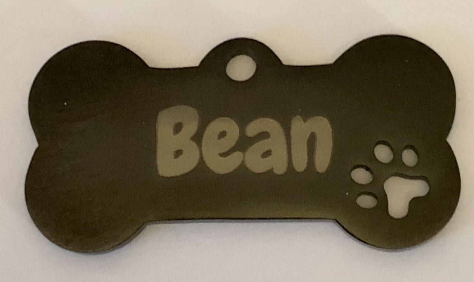 Dog Tag Personalized Custom Engraved – Bone w/ Paw (Choice of Color) 2 Sided