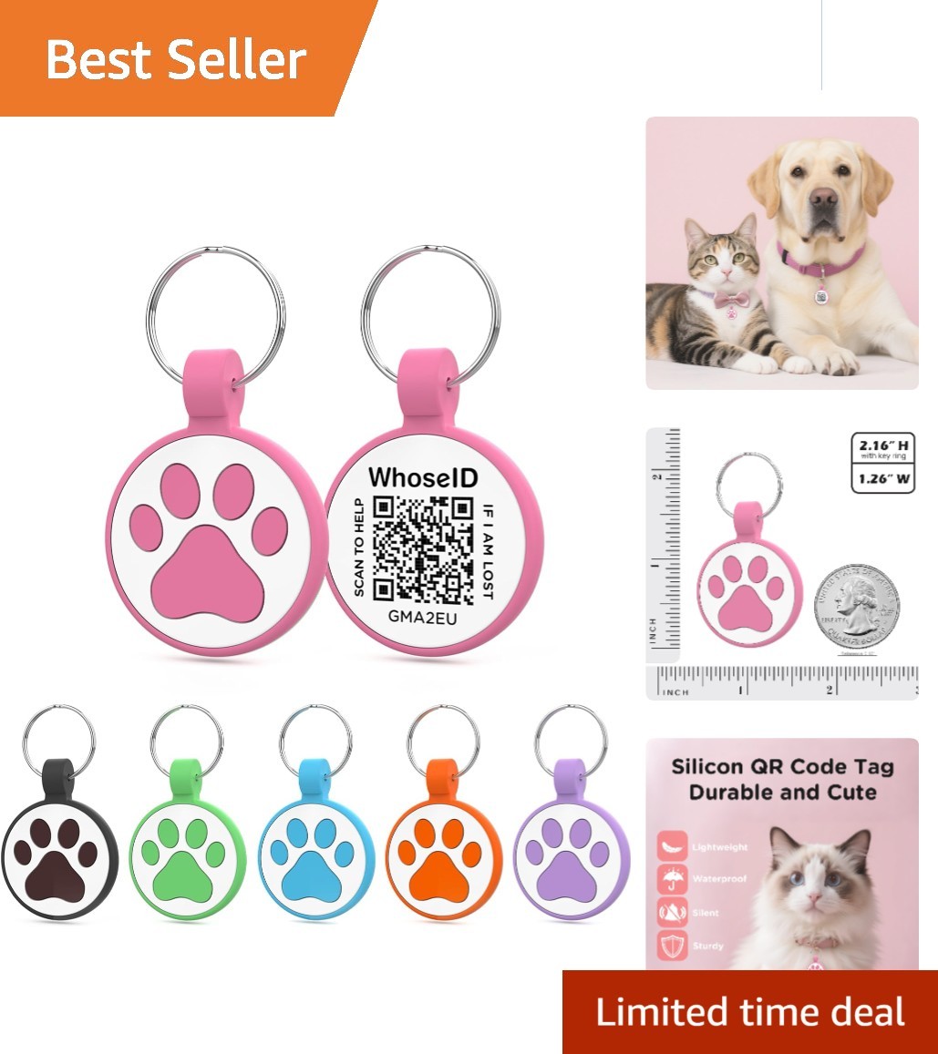 1.25″ Personalized QR Code Dog Tag – Stylish Rose for Medium to Large Breeds