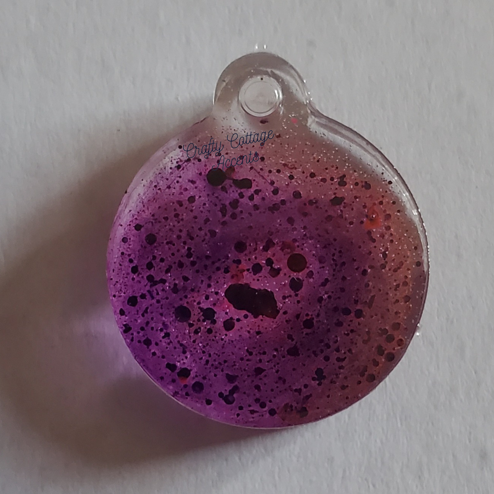 Handmade Resin Pet Tag Collar Charm Small Circle Pink Purple Cat Dog Accessory