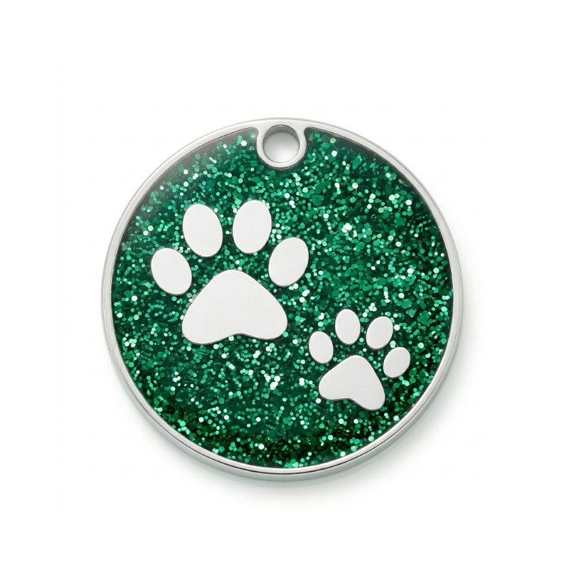 PET ID TAG CUSTOM ENGRAVED PERSONALIZED DOG CAT NAME TAGS Glitter PAW DOG TAG