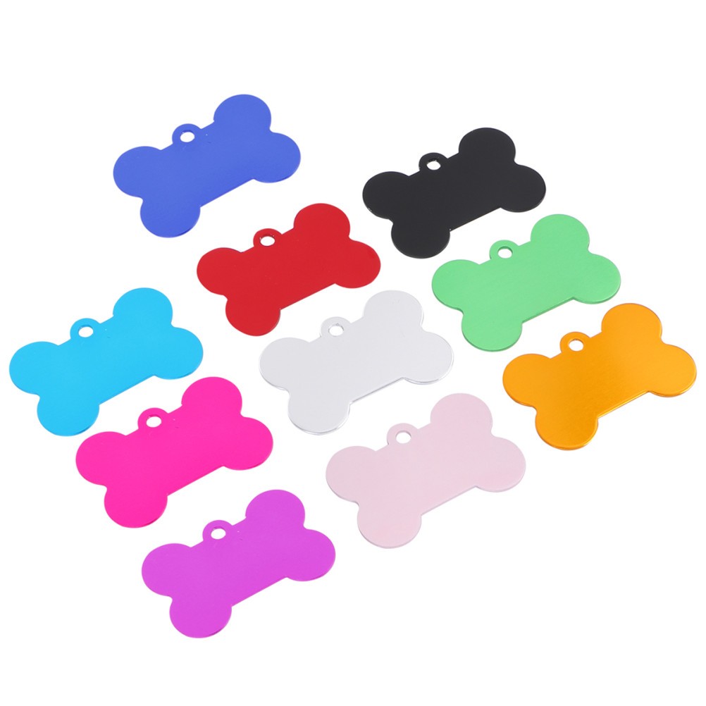 10Pcs Pet Id Tags Dog Tags Bone Design Aluminum Colors Durable Scratch Resistant