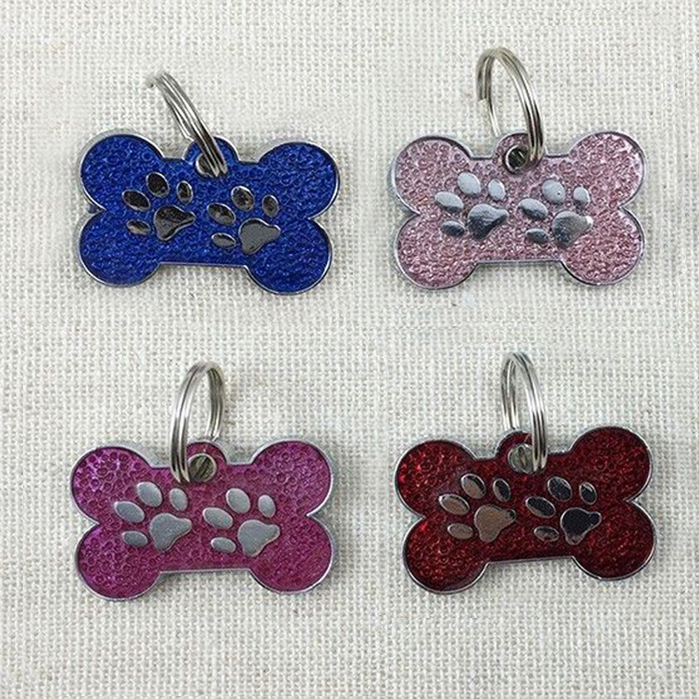 10/20pcs Dog Tags Bone Shape Personalized Custom Pet Name ID Address Paw Print