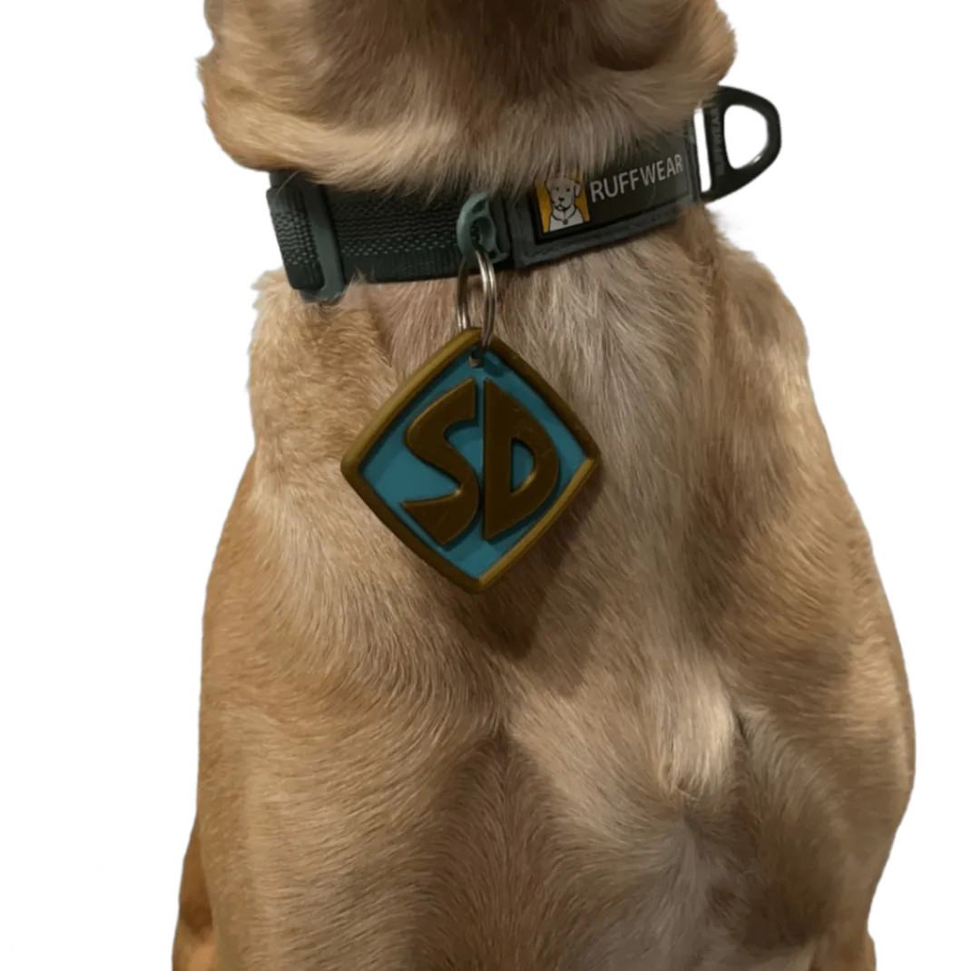 Scooby Doo Dog Tag SD Logo Pet ID Collar Charm 3D Printed Custom Blue Gold