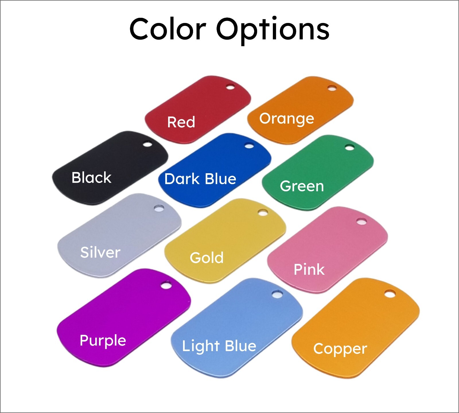 ALUMINUM DOG TAG GI TAG PERSONALIZED UP TO 4 LINES EACH SIDE – 30″ CHAIN OR RING