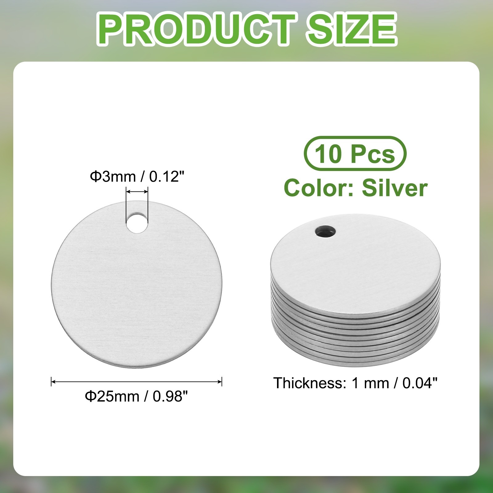 10pcs Dog Pet Tags 25mm Round Aluminum Engraving Blanks Tags, Silver