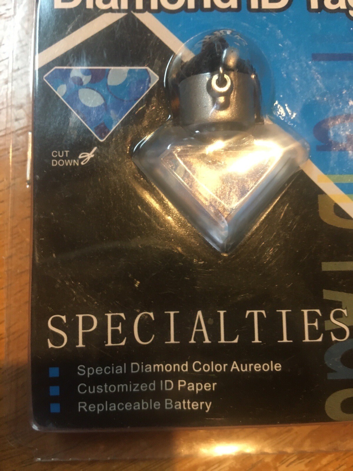 Flashing Big Diamond ID Tag Specialties New Red Green & Blue Colors Sealed!