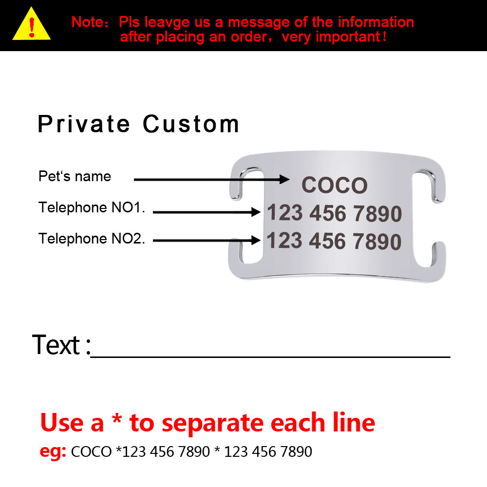 Dog Pet ID Tag Personalized Slide On Slider Name Custom Engraving Noiseless
