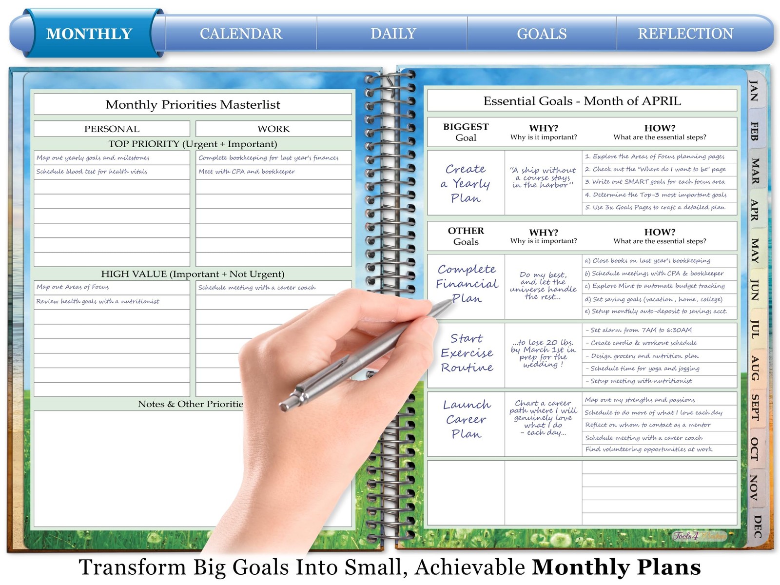 Planner 2026-2027 – Daily Weekly and Monthly Calendar with Stickers, Tabs, Po…