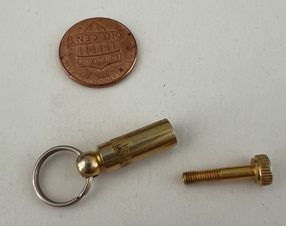 Owner ID Tube To Keep With Pet In Case Pet Gets Lost, Brass, Jump Ring, No Paper
