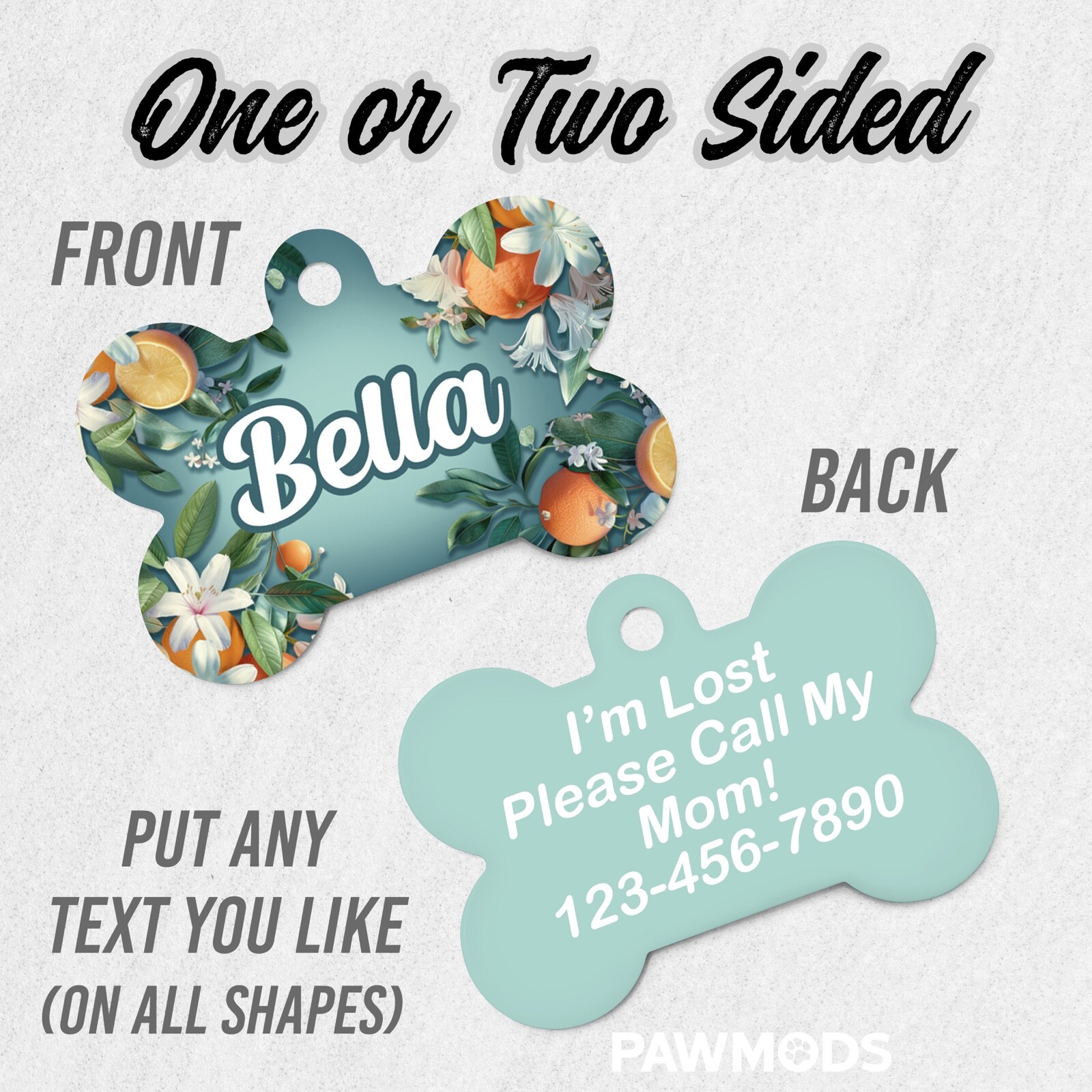 Orange Blossom Dog Tag for Dogs, Oranges Pet ID Tags, Custom Personalized Tag