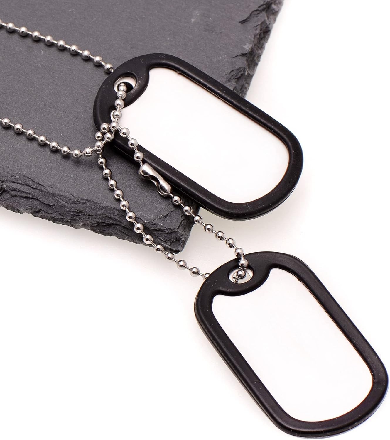Luxury Stainless Steel Dog Tag Necklace Set – Includes Chains & Black Silencers