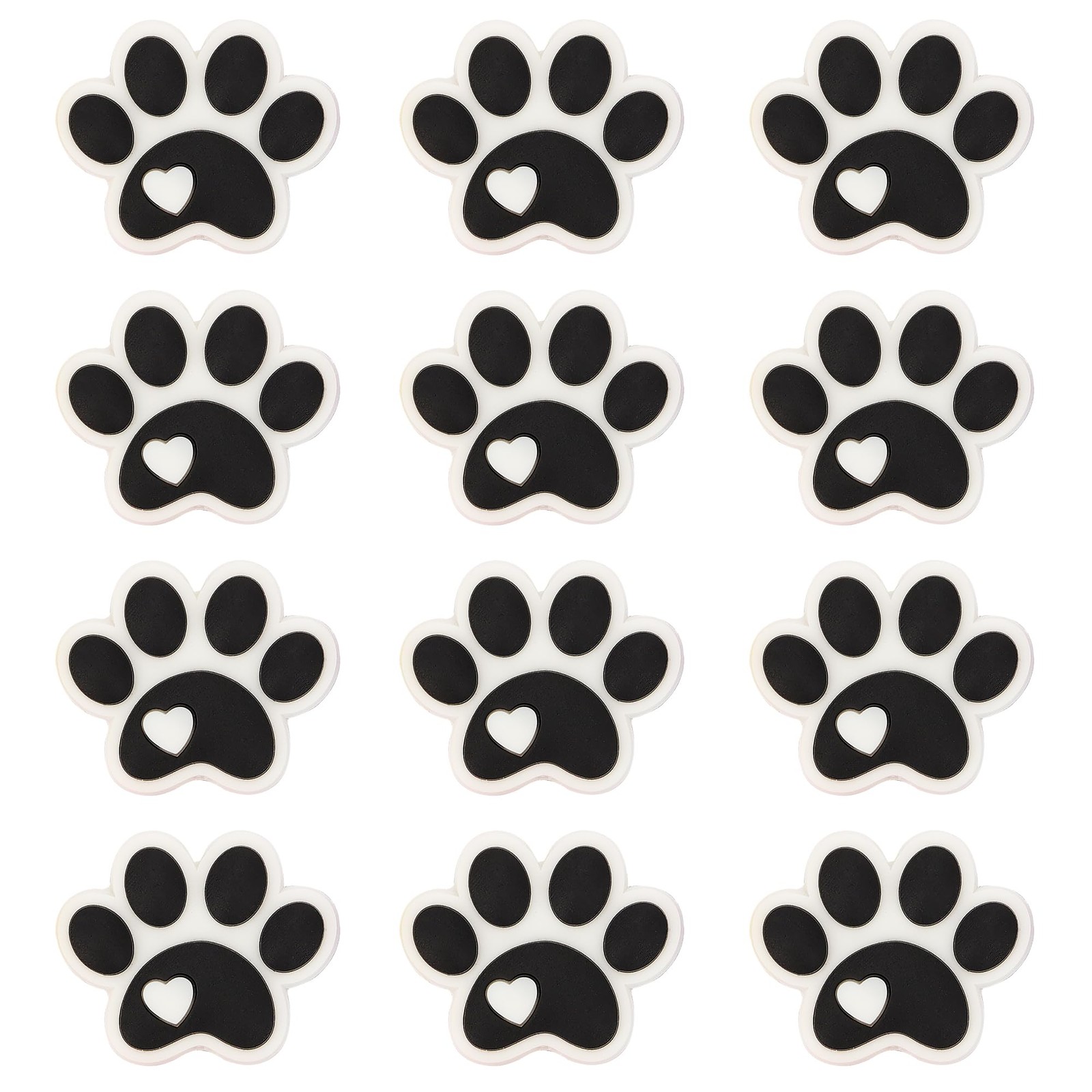 mortd 12Pcs Dog Paw Silicone Beads for Pens – Pet 0.98 x 1.18 inches,
