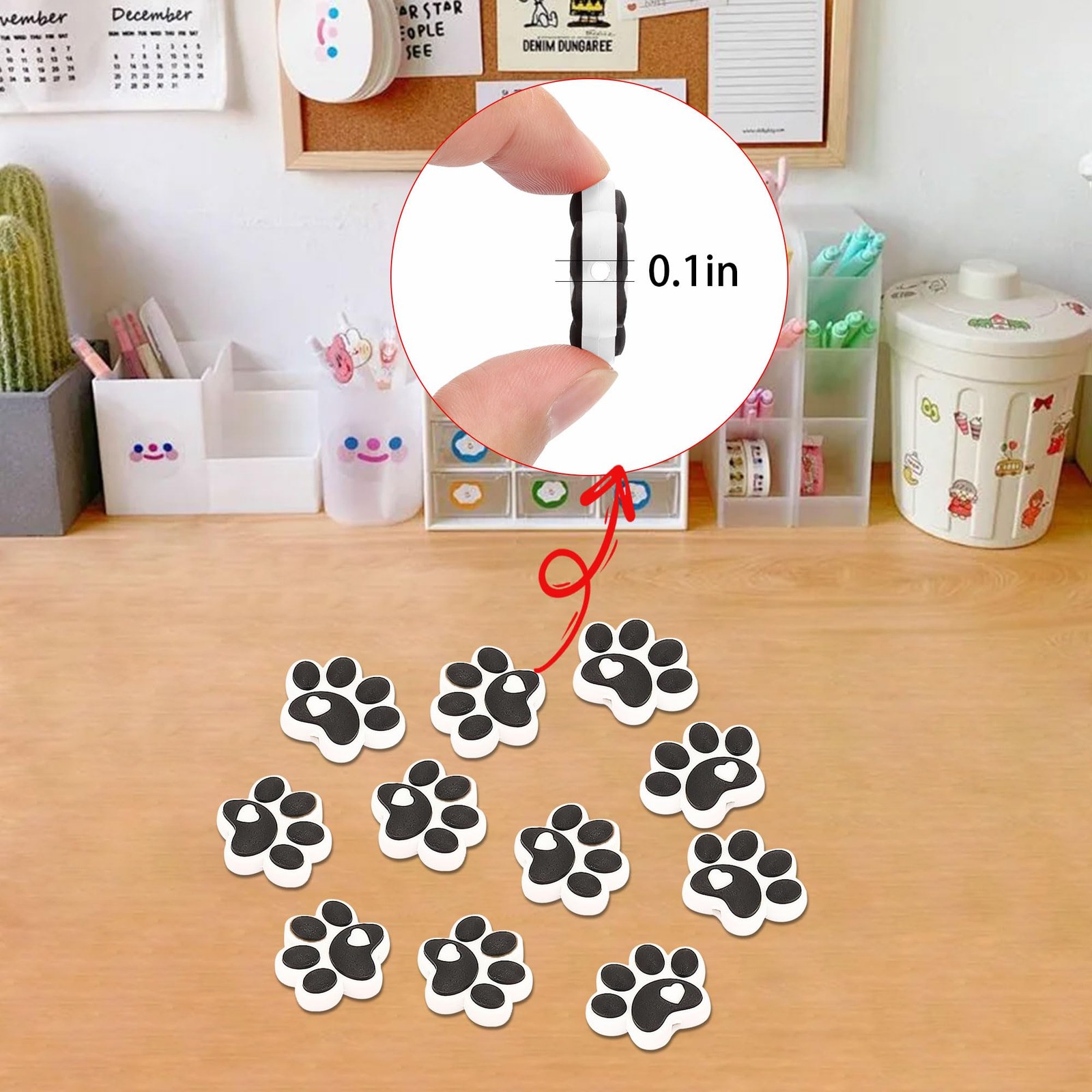 mortd 12Pcs Dog Paw Silicone Beads for Pens – Pet 0.98 x 1.18 inches,