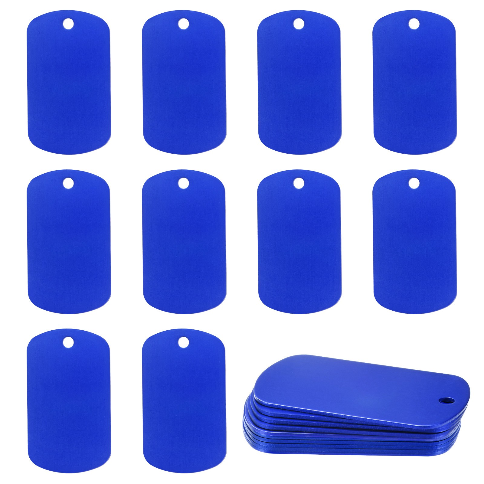 20-Pack 2″ x 1.18″ x 0.04″( L x W x T ) Blank Dog Tags [Blue, 1 Hole]