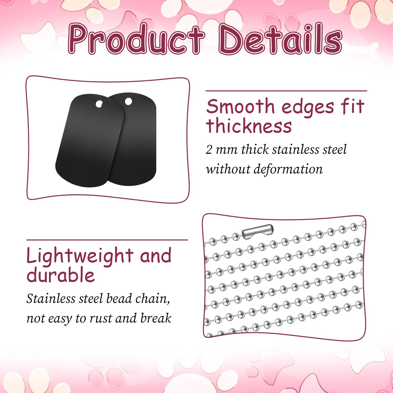 100 Pcs Personalized Dog Tags Set, 50 Black Aluminum Blank Dog Tags for Engra…