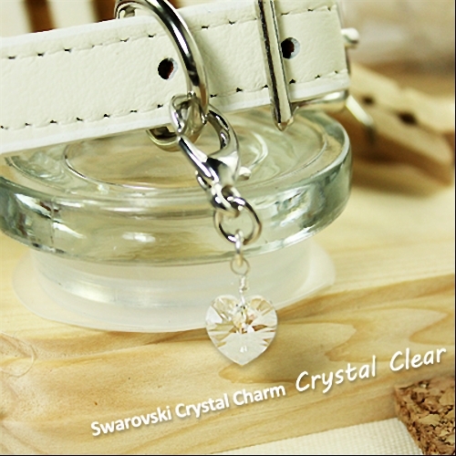 Dog/Cat Luxury Cute Collar Charm- Crystal Clear Swarovski Heart Pet WhiteDiamond