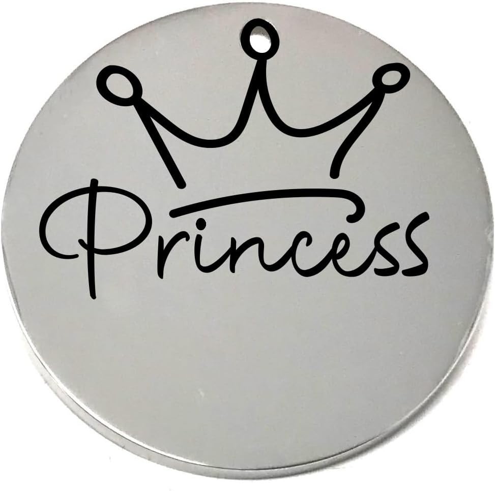 Princess Laser Engraved Pet Name Tags Personalized on Both Sides for Pet Collar