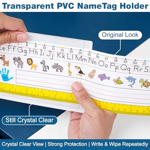 25 PCS Clear Reusable Nameplate Pocket Upgraded Thickened 13.5” x 4.9”