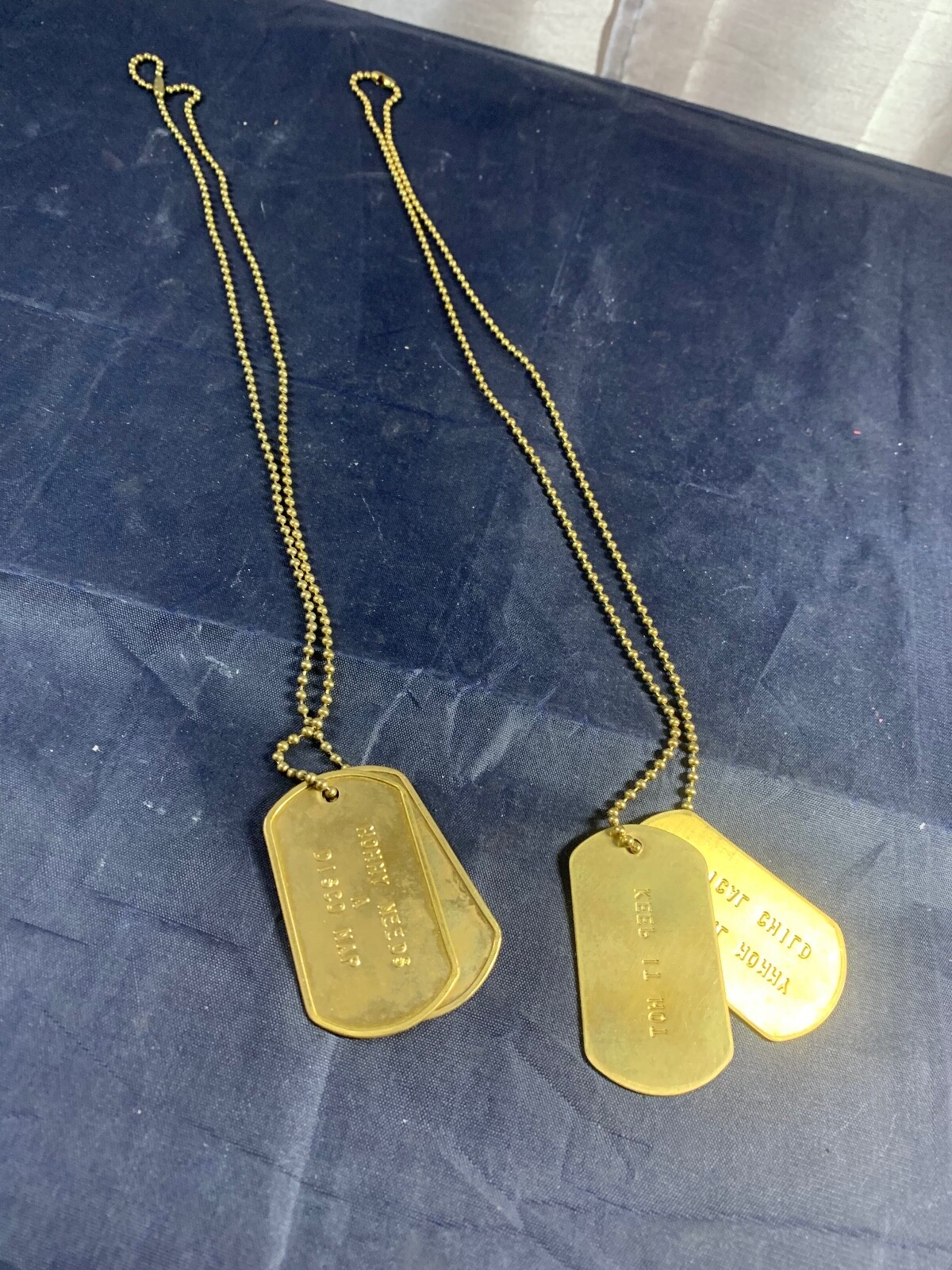 DOG TAG NECKLACES VINTAGE FUNNY GOLD COLOR FUNNY QUOTES ON EACH