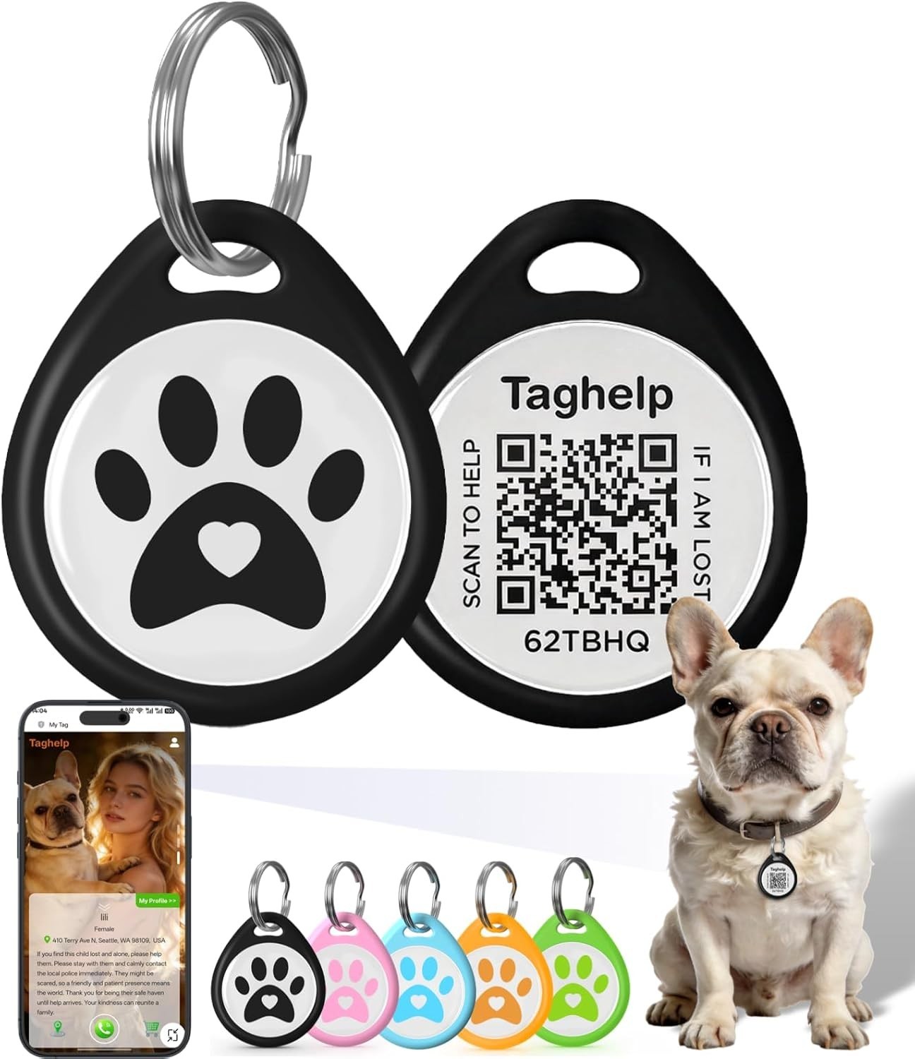 QR Code Dog ID Tag for Collar, Smart Pet ID with Instant Location Email Alert…