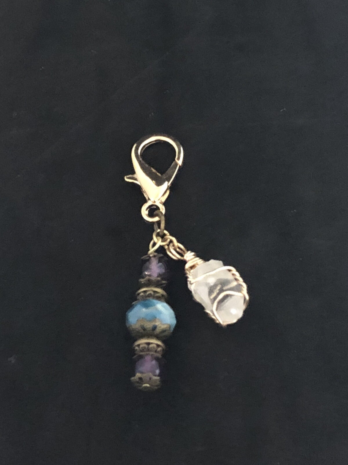 Chrysocolla Amethyst Crystal Pet Charm, Crystal Collar Charm, Gemstone Pet Charm