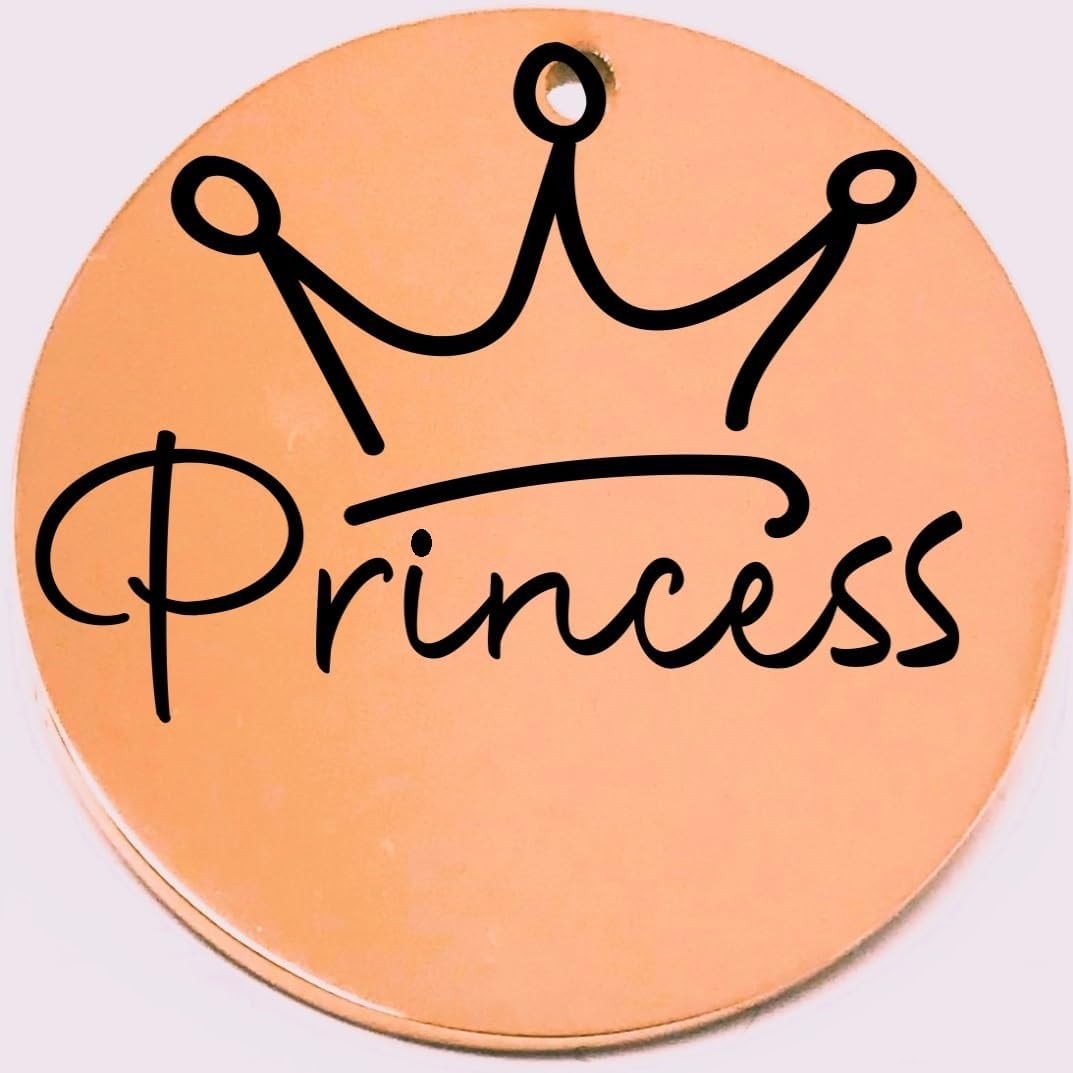 Princess Laser Engraved Pet Name Tags Personalized on Both Sides for Pet Collar