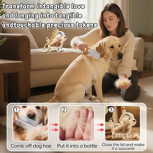 Dog Hair Collector Keychain 4pc Memorial Pet Fur Ashes