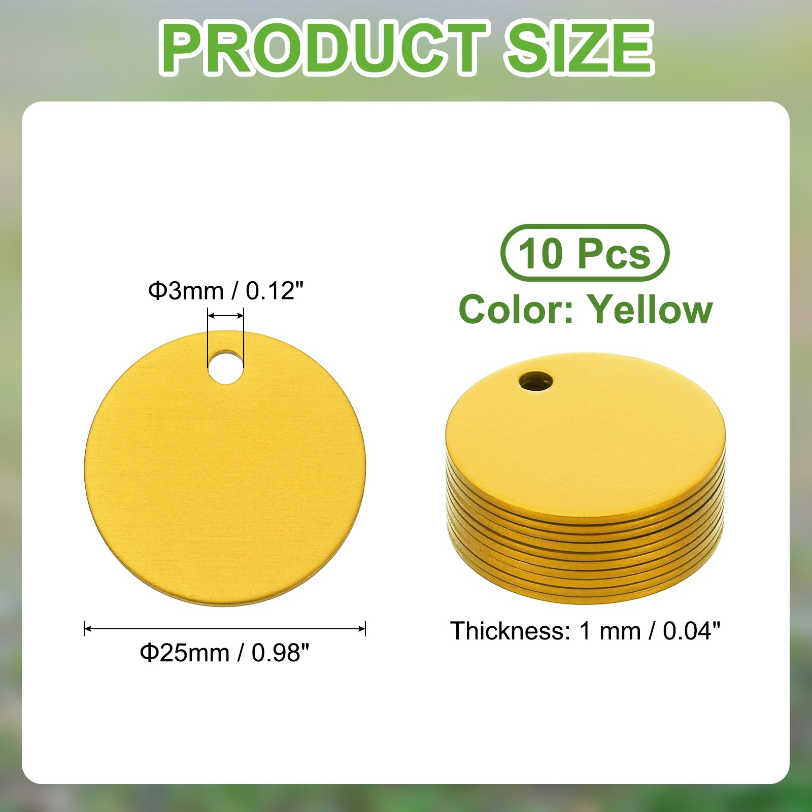 10pcs Dog Pet Tags 25mm Round Aluminum Engraving Blanks Tags, Yellow