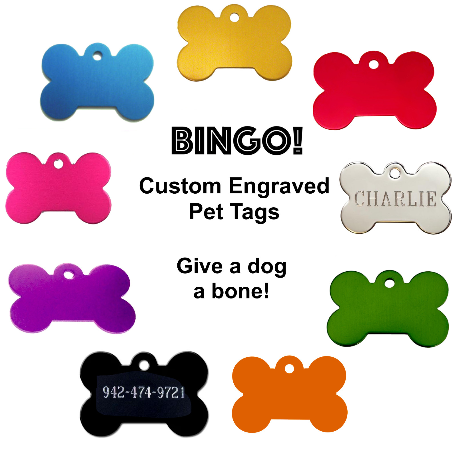 Custom Engraved Dog Tags Personalized Dog Collar Pet Tags Engraved LG BONE ROSE