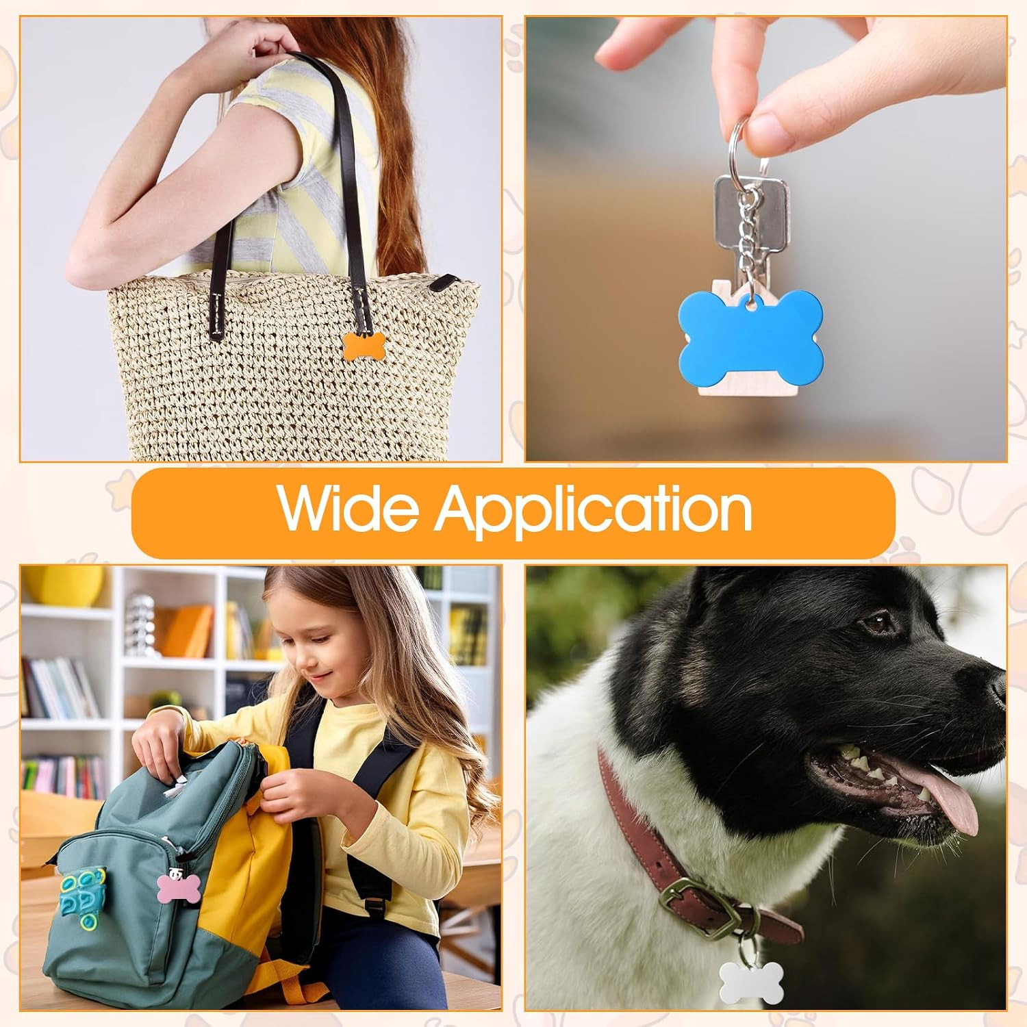 100 Pcs Blank Dog Pet ID Tags Number for Engraving 38MM Aluminum Bone Shape Name