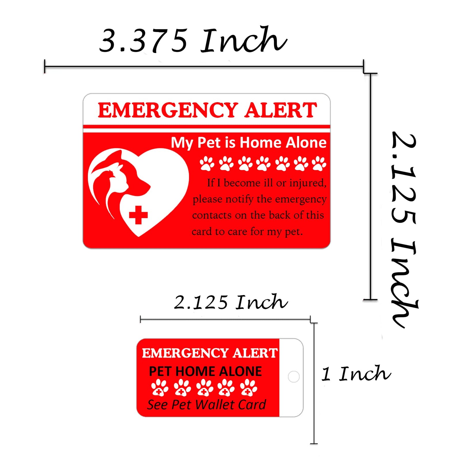 Dogs & Cats are Home Alone Alert Emergency Card and Key Tag with Emergency Co…