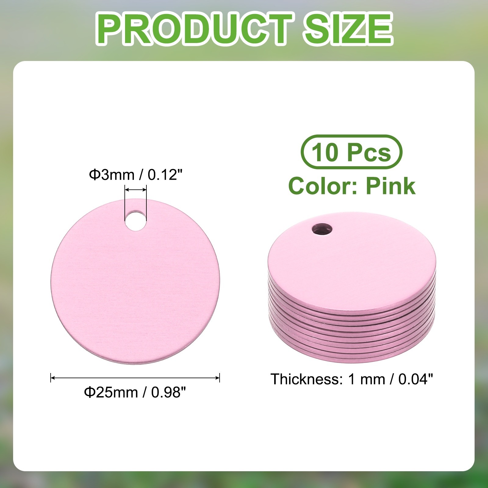 10pcs Dog Pet Tags 25mm Round Aluminum Engraving Blanks Tags, Pink