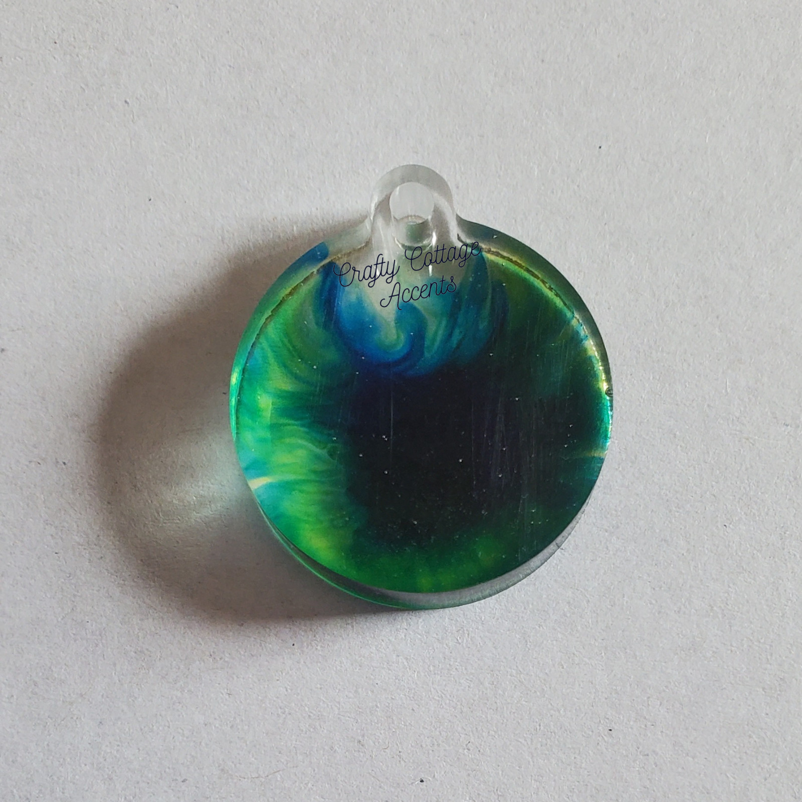 Resin Pet Tag Collar Charm Blue Green Circle Cat Dog Keychain Backpack Accessory
