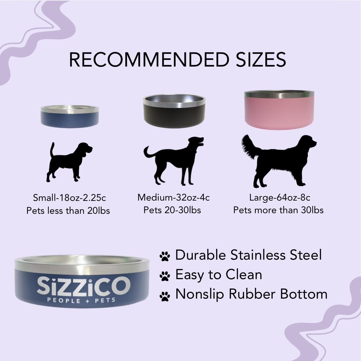 Heart + Paws and Name Dog Bowl – Engraved, Large, Medium, Small, Various