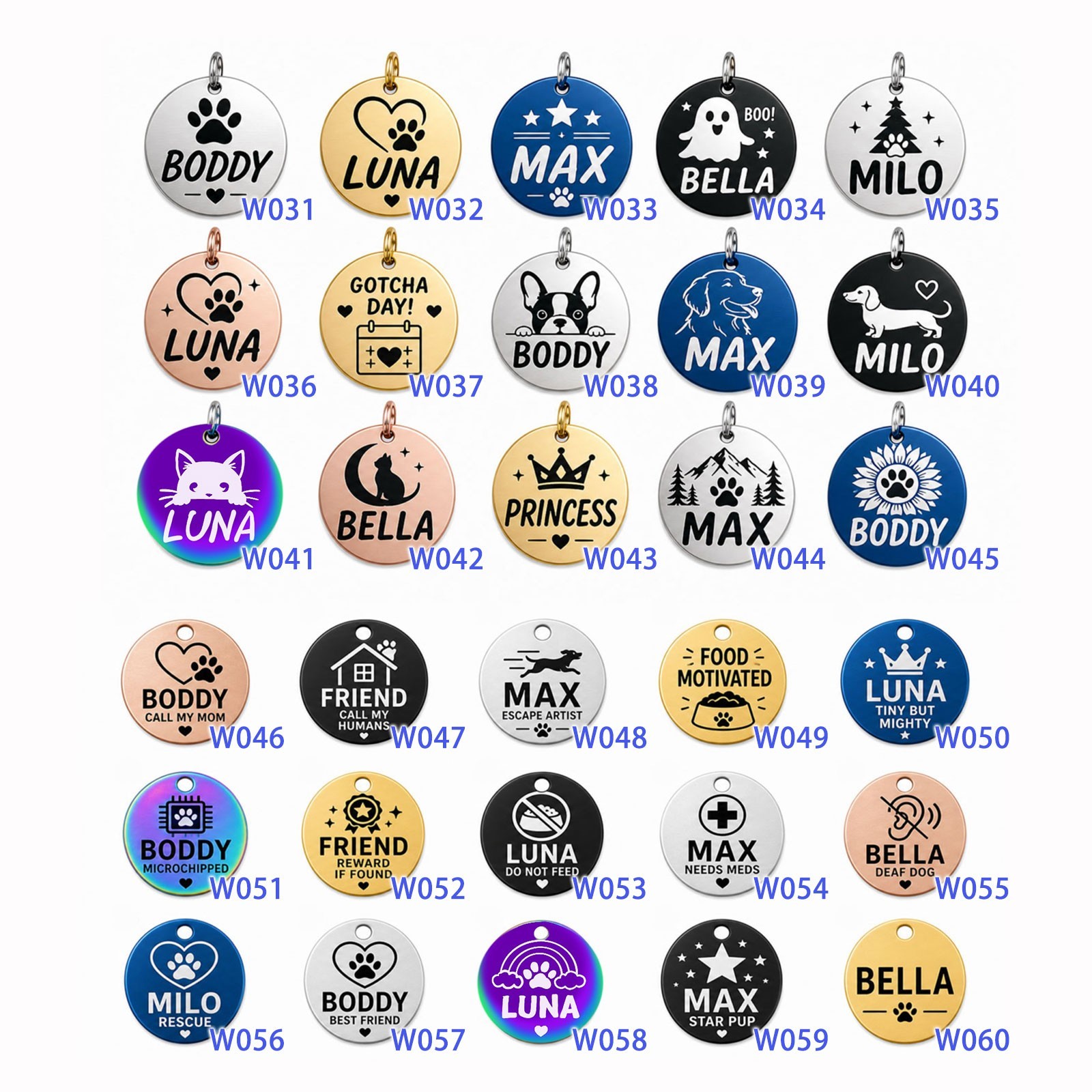 Personalized Pet ID Tag Custom Engraved Name Phone Stainless Steel Bone Tag
