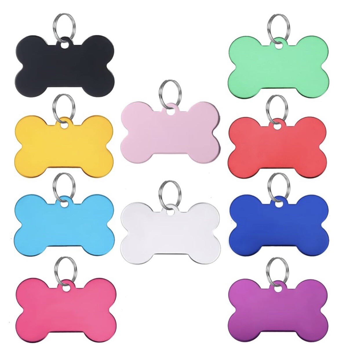 NC 20 Pack Metal Pet ID Bone Tag Blanks Assorted Colors