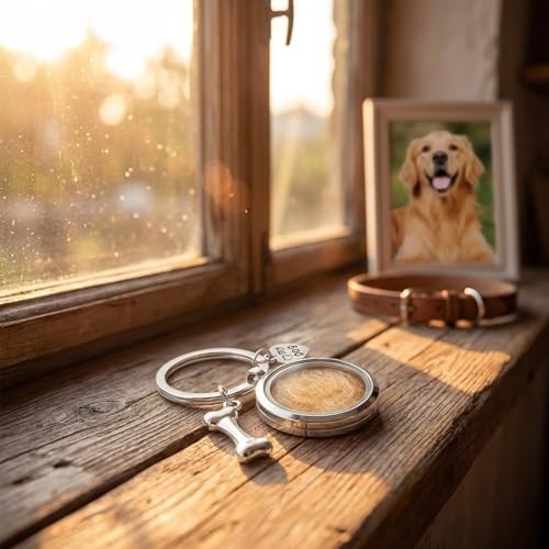 Dog Hair Keepsake Locket Keychain Memorial Stainless Steel