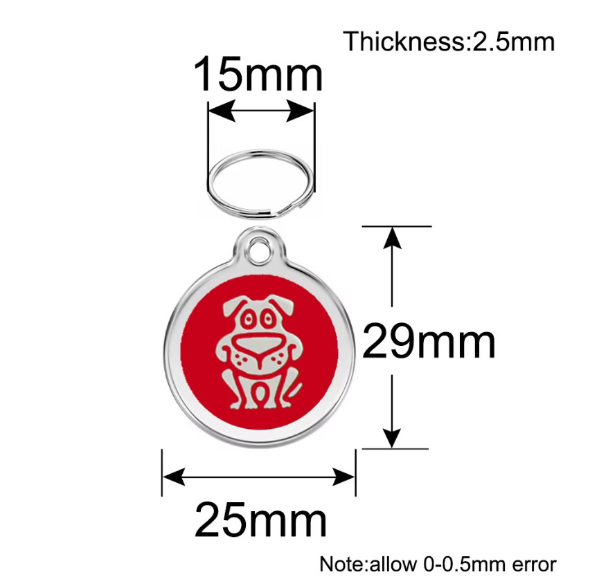 DOG Design Front PET ID Tag Engraved Custom CAT DOG Collar Tag | Ring Include