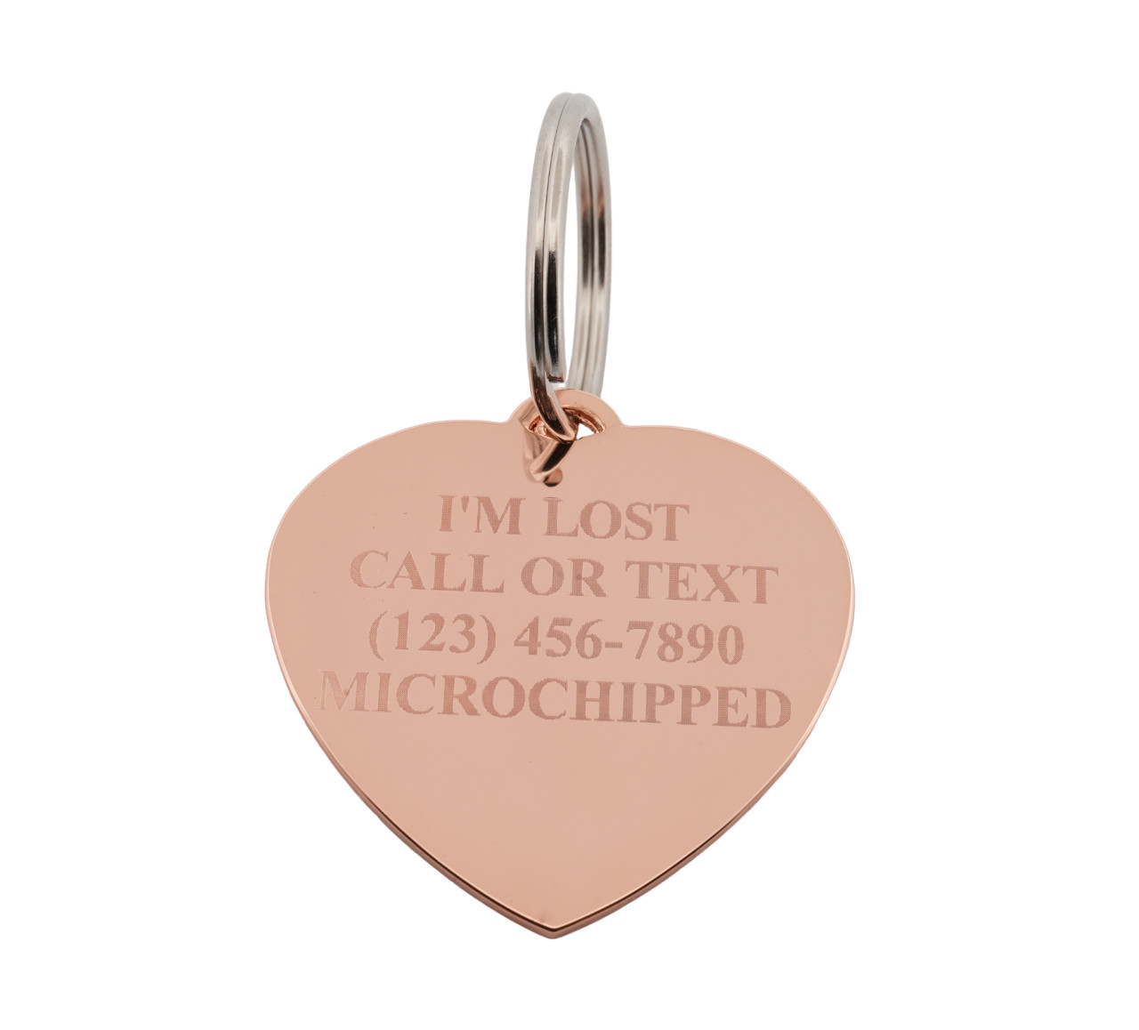 Custom Engraved Personalized Rose Gold Plated Heart w/Pink Stones Dog Pet ID Tag