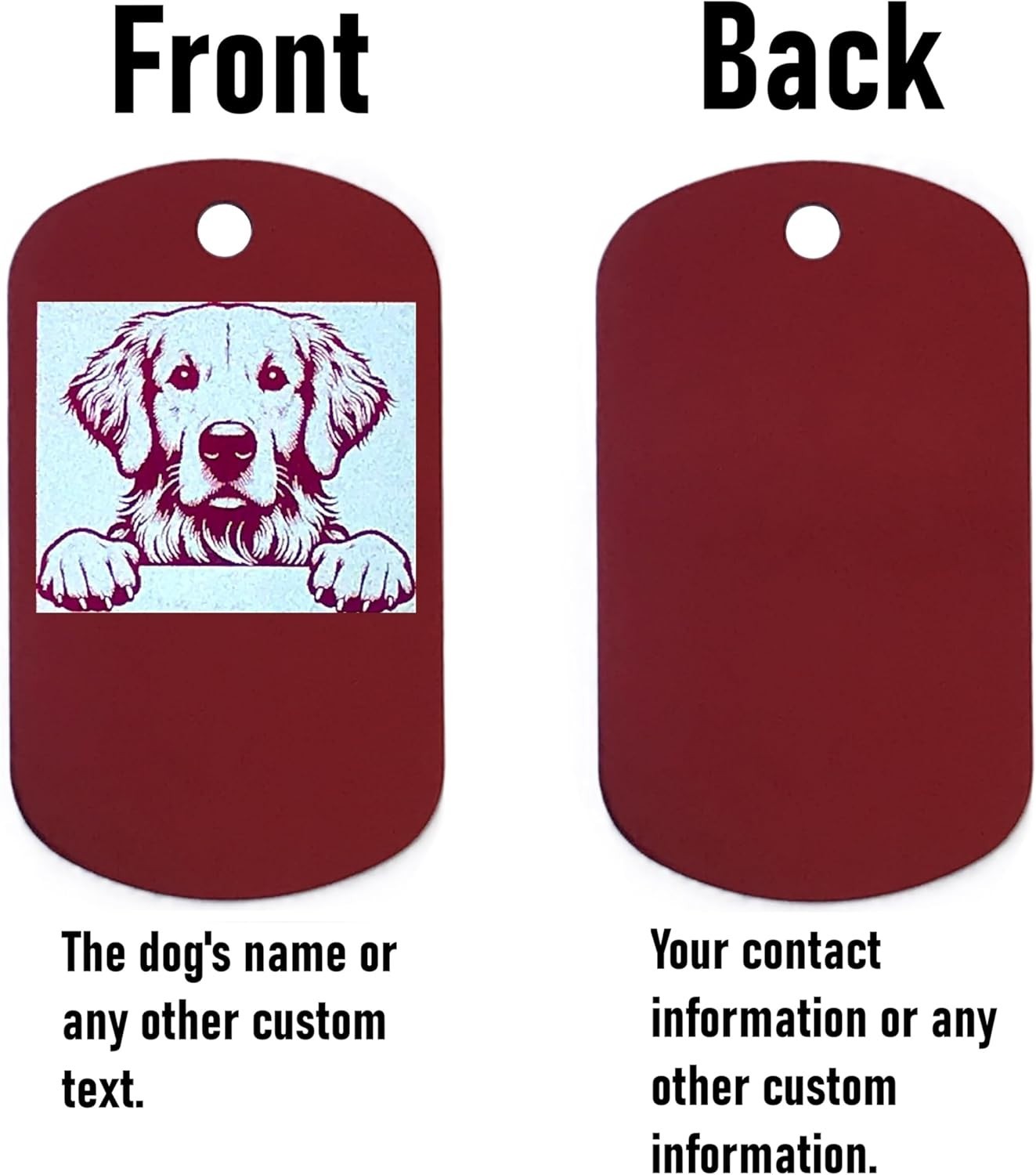 Military Style Personalized Golden Retriever Dog Name Tag -ID Tag for Pet Collar