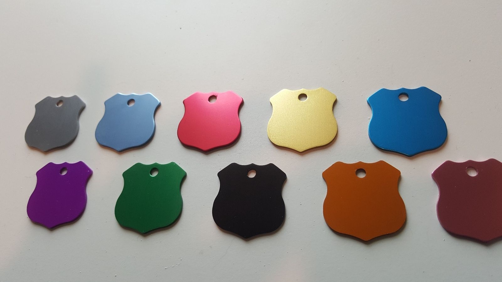PET TAG POLICE SHIELD BADGE ID DOG TAGS PREMIUM FULLY ANODIZED DIAMOND ENGRAVED