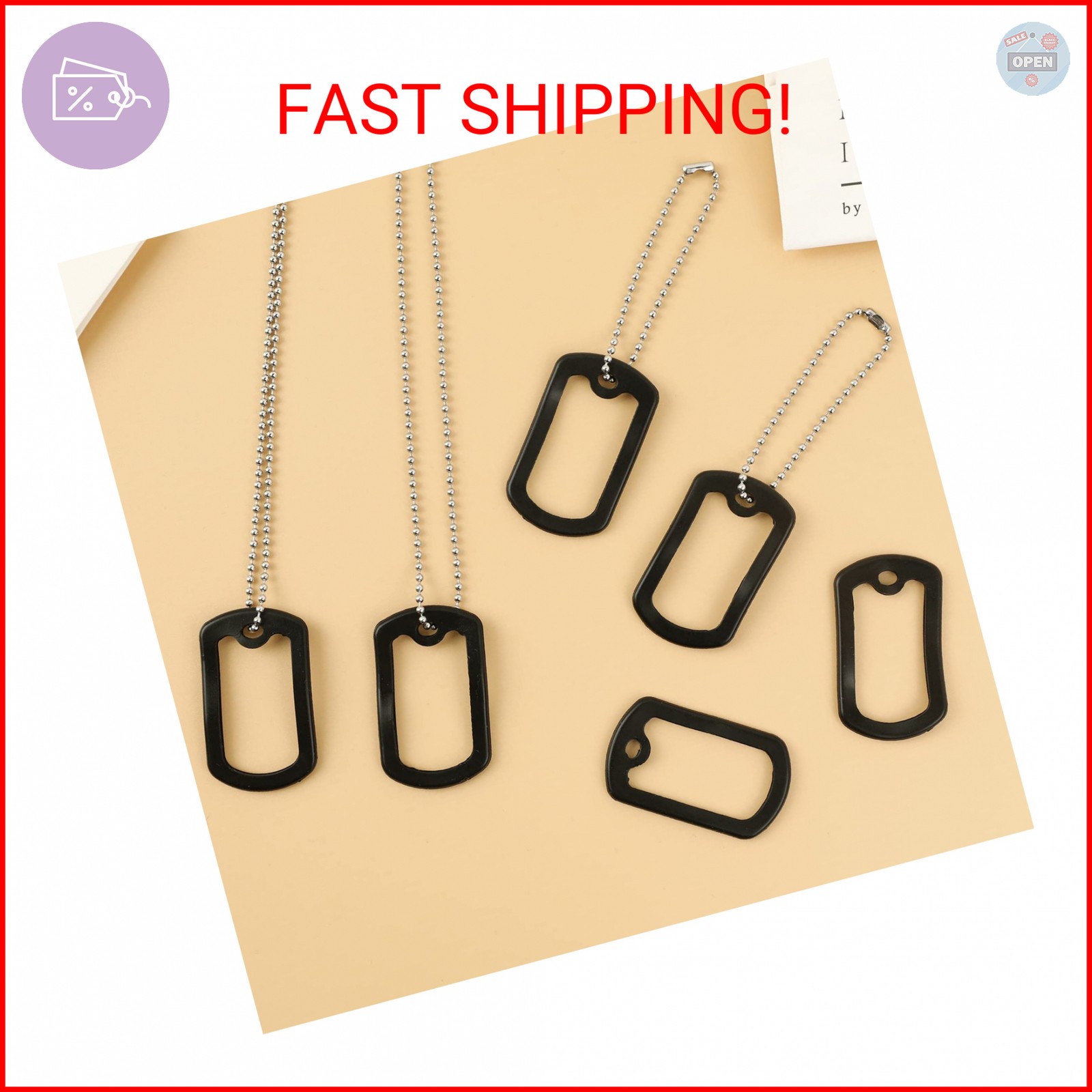 10 Pack Dog Tag Silencers, Black Engraved Tag Silicone Case with 4 Chains Army D