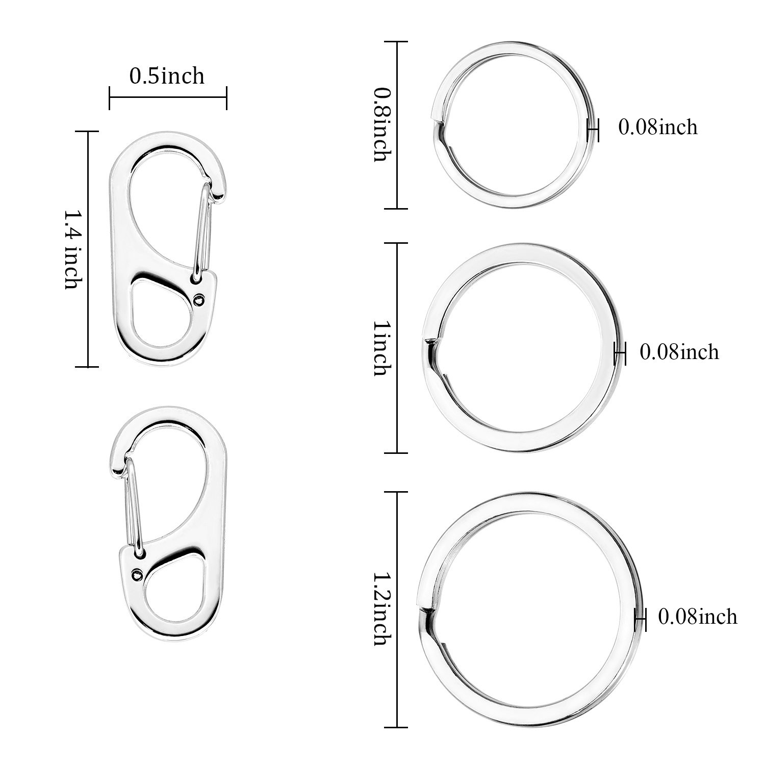 3 Sets Stainless Steel Pet Dog Tag Clips With Rings Holder Collar Harness