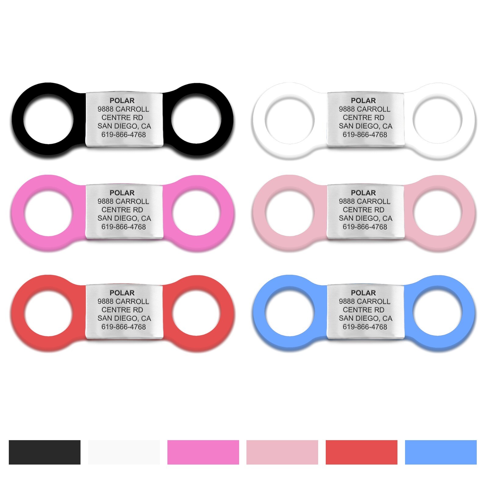 Leash King Silent, Slide-On Collar Pet ID Tags – (Fits 3/8″, 3/4″ , 1″ ) -Combo