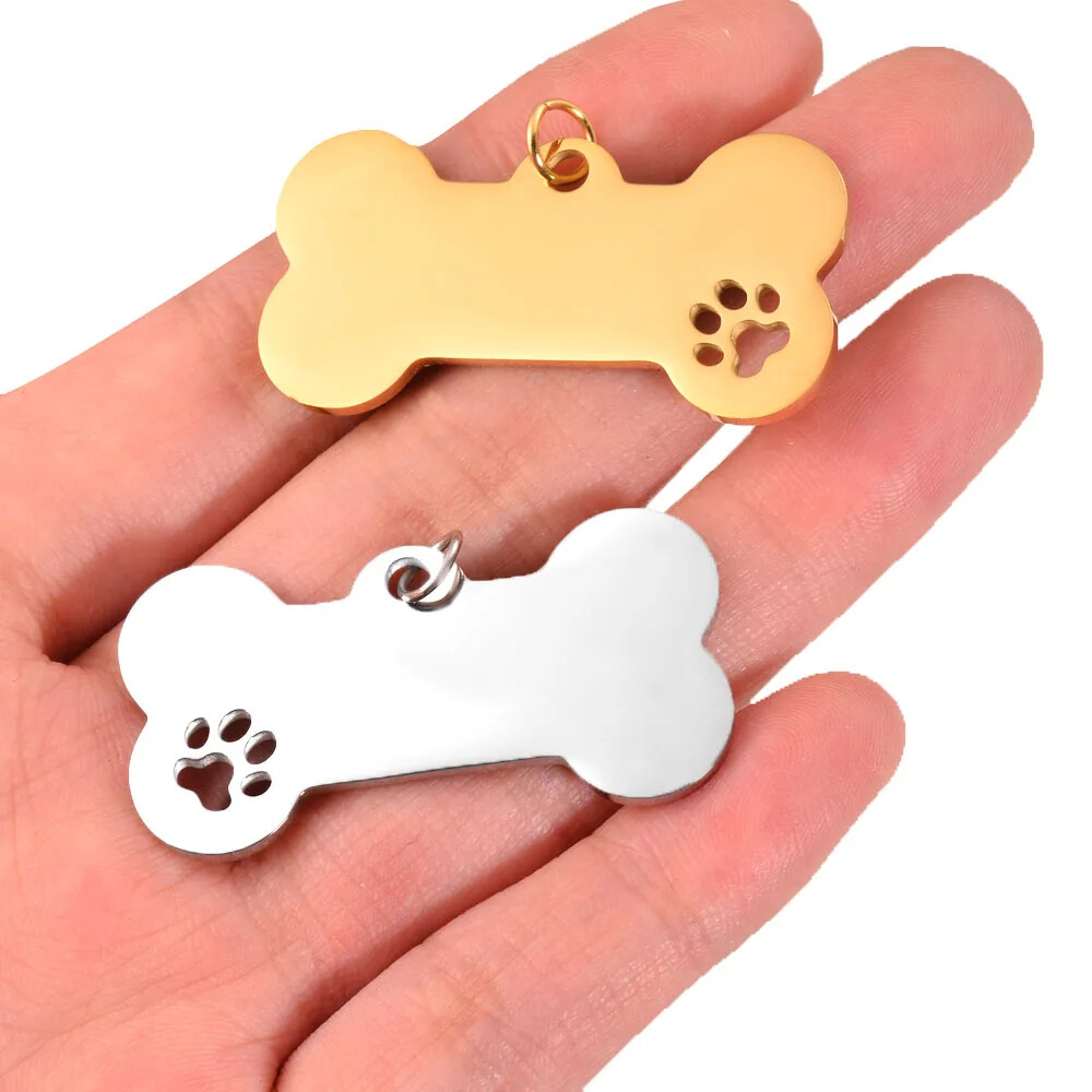 Custom Steel Name and Number Dog Bone Medal