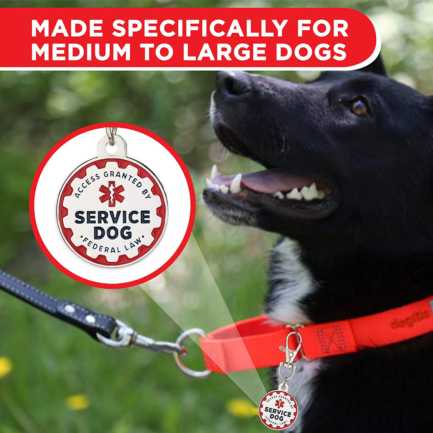 Service Dog Tag, 2 Pack: Metal Pet ID Tags for Service Animals, Emotional Suppor