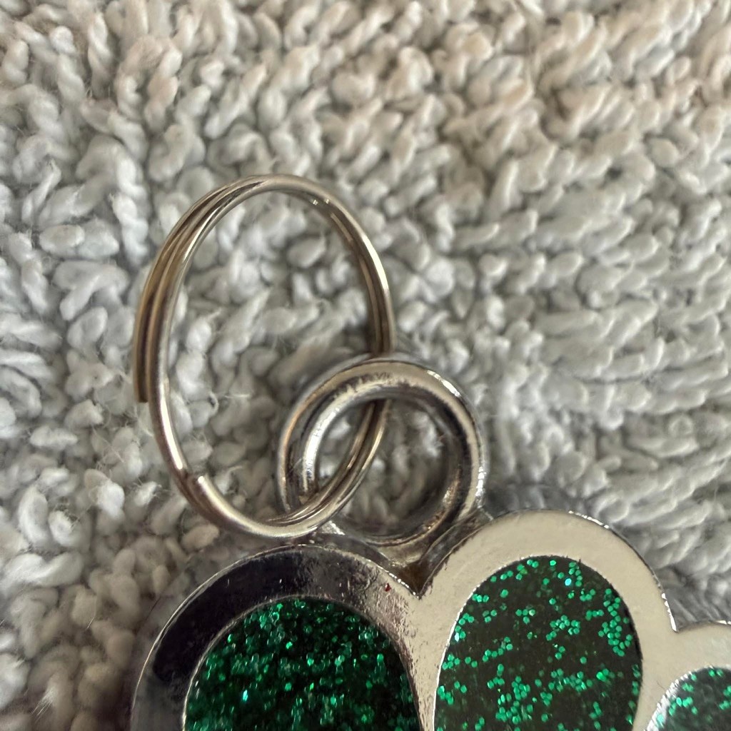 Dog Collar Tag Green Silver One Size